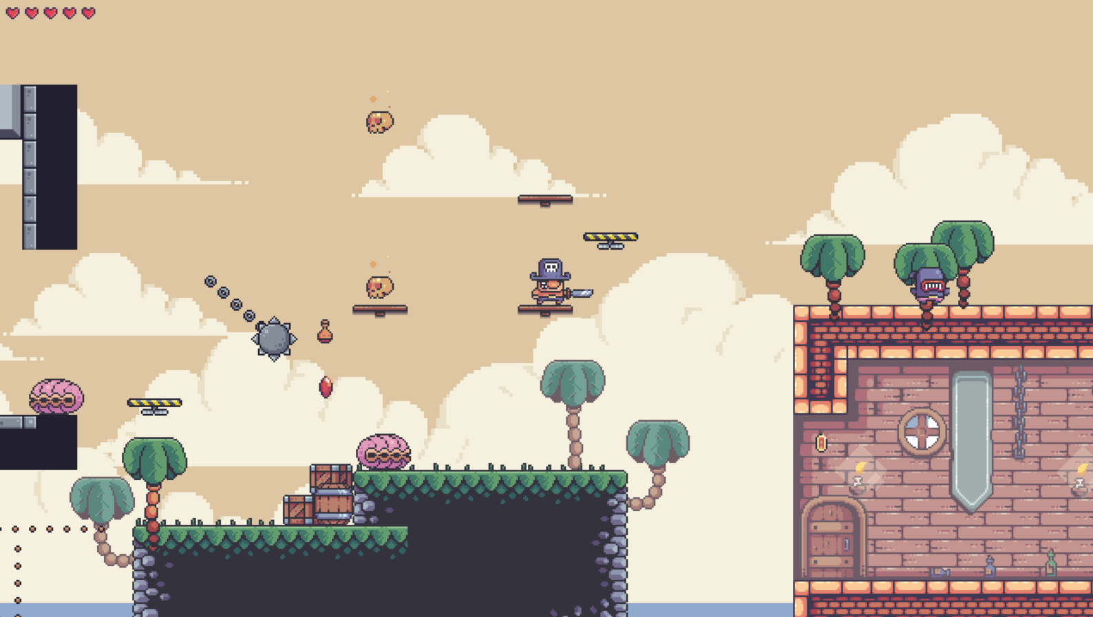 Terceira captura do mapa do jogo Captain Cannonball em rota de fuga até o navio